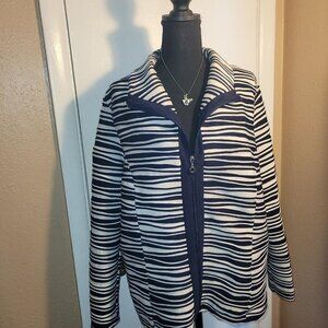 TanJay Women White/Navy Blue Workout Jacket Large
